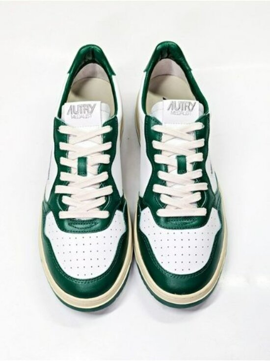 Autry Men\'s Medalist Low Top Sneakers White & Green Leather Size 44 (MSRP $240) main image 7